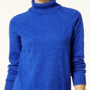 Karen Scott Sweater Jersey Turtleneck Havana Blue